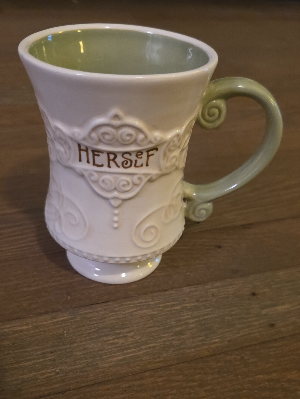 Grasslands Road Celtic Ceramic 'Herself' Irish Mug with Sage Handle